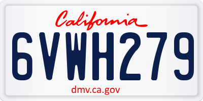 CA license plate 6VWH279