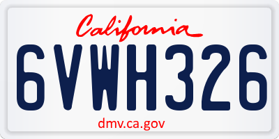 CA license plate 6VWH326