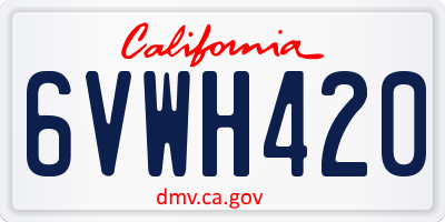 CA license plate 6VWH420