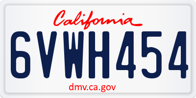 CA license plate 6VWH454