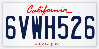 CA license plate 6VWH526