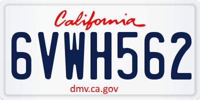CA license plate 6VWH562