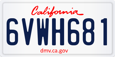 CA license plate 6VWH681