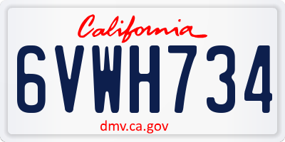 CA license plate 6VWH734