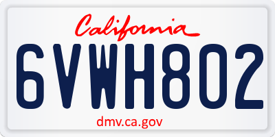 CA license plate 6VWH802