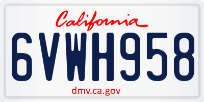 CA license plate 6VWH958