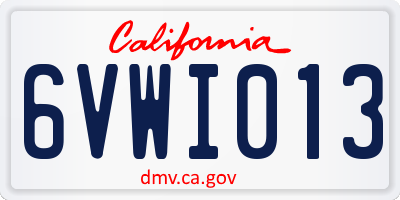 CA license plate 6VWI013
