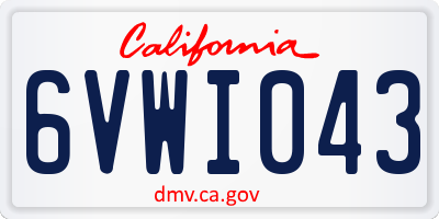 CA license plate 6VWI043