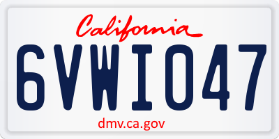 CA license plate 6VWI047