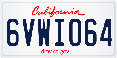 CA license plate 6VWI064
