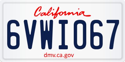 CA license plate 6VWI067