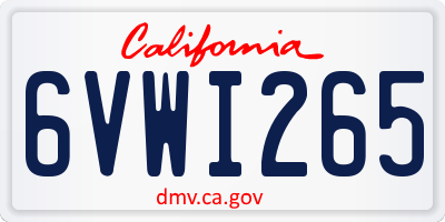 CA license plate 6VWI265