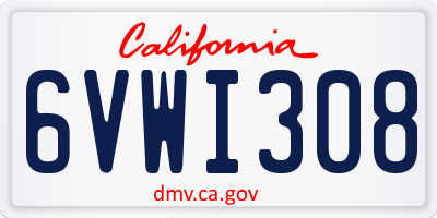 CA license plate 6VWI308