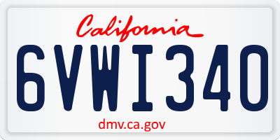 CA license plate 6VWI340