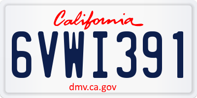 CA license plate 6VWI391