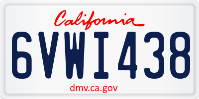 CA license plate 6VWI438