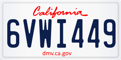 CA license plate 6VWI449