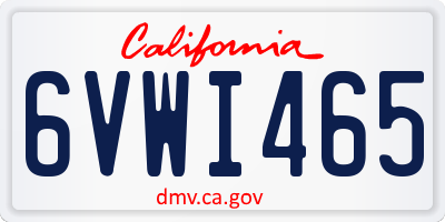 CA license plate 6VWI465