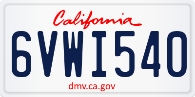 CA license plate 6VWI540