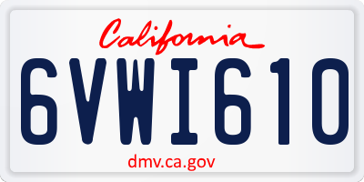 CA license plate 6VWI610