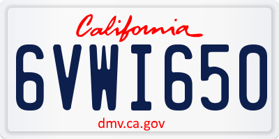 CA license plate 6VWI650
