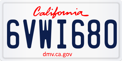 CA license plate 6VWI680