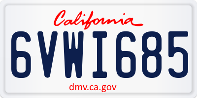 CA license plate 6VWI685