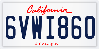 CA license plate 6VWI860