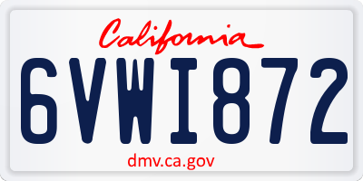 CA license plate 6VWI872