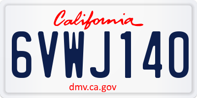 CA license plate 6VWJ140