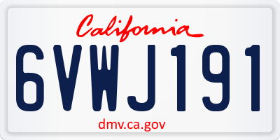 CA license plate 6VWJ191
