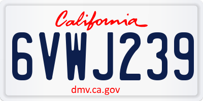 CA license plate 6VWJ239
