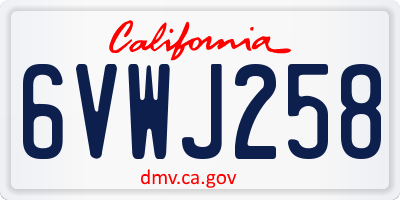 CA license plate 6VWJ258