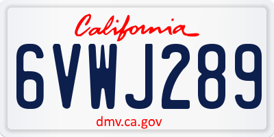CA license plate 6VWJ289
