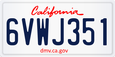 CA license plate 6VWJ351