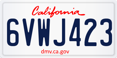CA license plate 6VWJ423