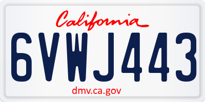 CA license plate 6VWJ443