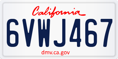CA license plate 6VWJ467
