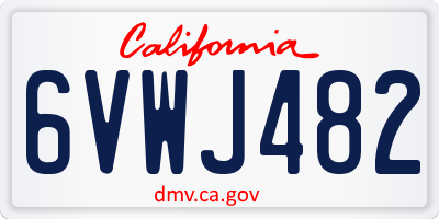 CA license plate 6VWJ482
