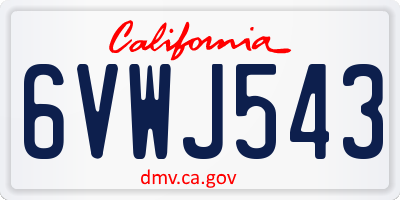 CA license plate 6VWJ543