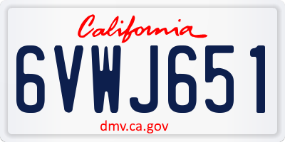 CA license plate 6VWJ651