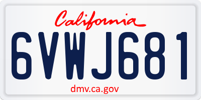 CA license plate 6VWJ681