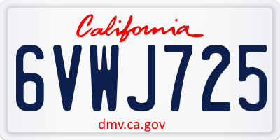 CA license plate 6VWJ725