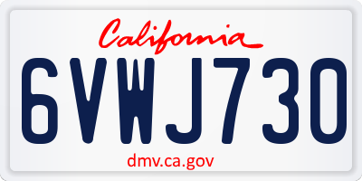 CA license plate 6VWJ730