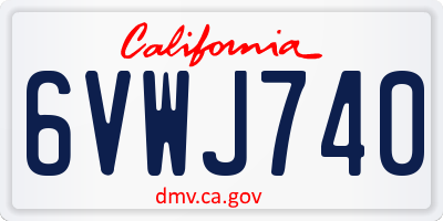 CA license plate 6VWJ740