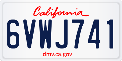 CA license plate 6VWJ741