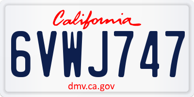 CA license plate 6VWJ747