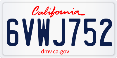 CA license plate 6VWJ752