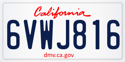 CA license plate 6VWJ816