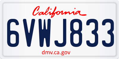 CA license plate 6VWJ833